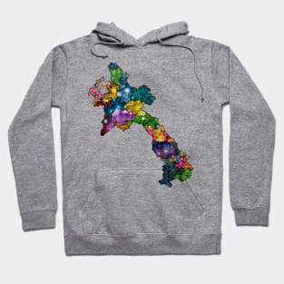 Spirograph Patterned Laos Provinces Map Hoodie